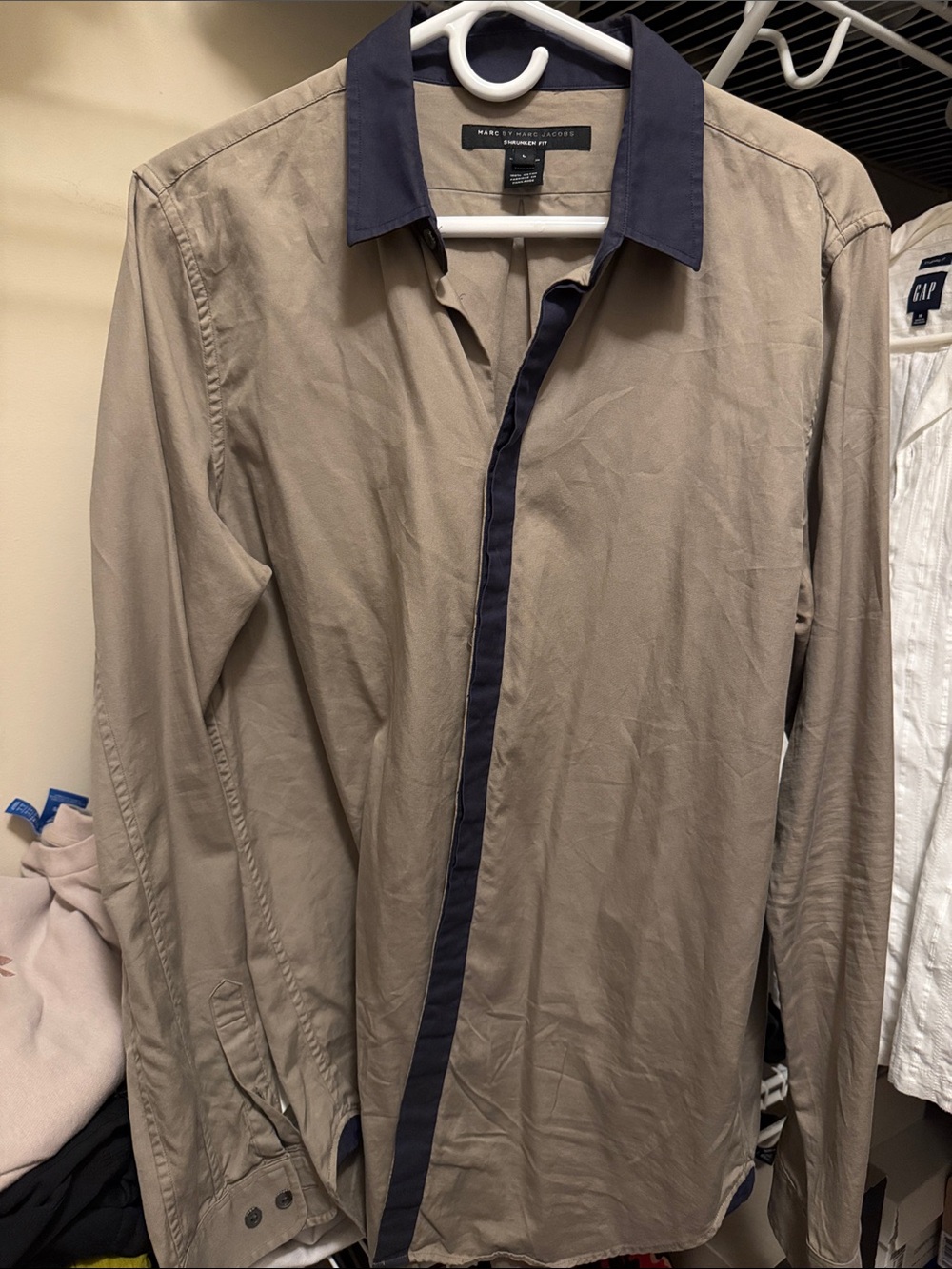 Marc by Marc Jacobs Navy Button-Down Shirt with Khaki Interior